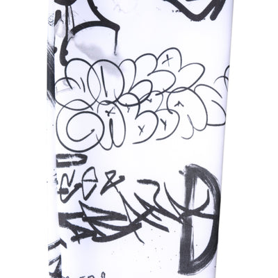 Dolce & Gabbana White Graffiti Cotton Over Calf Stockings Socks