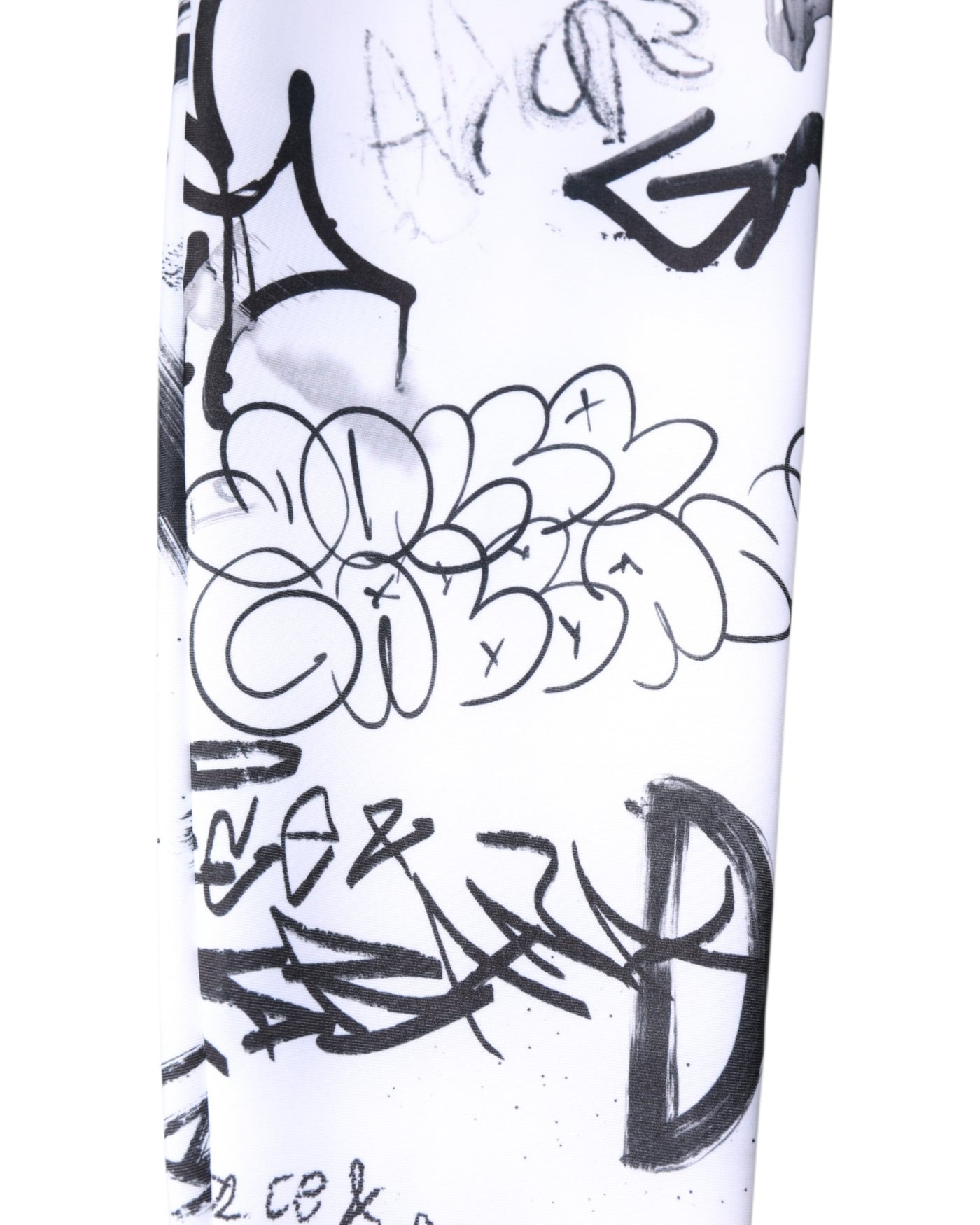 Dolce & Gabbana White Graffiti Cotton Over Calf Stockings Socks
