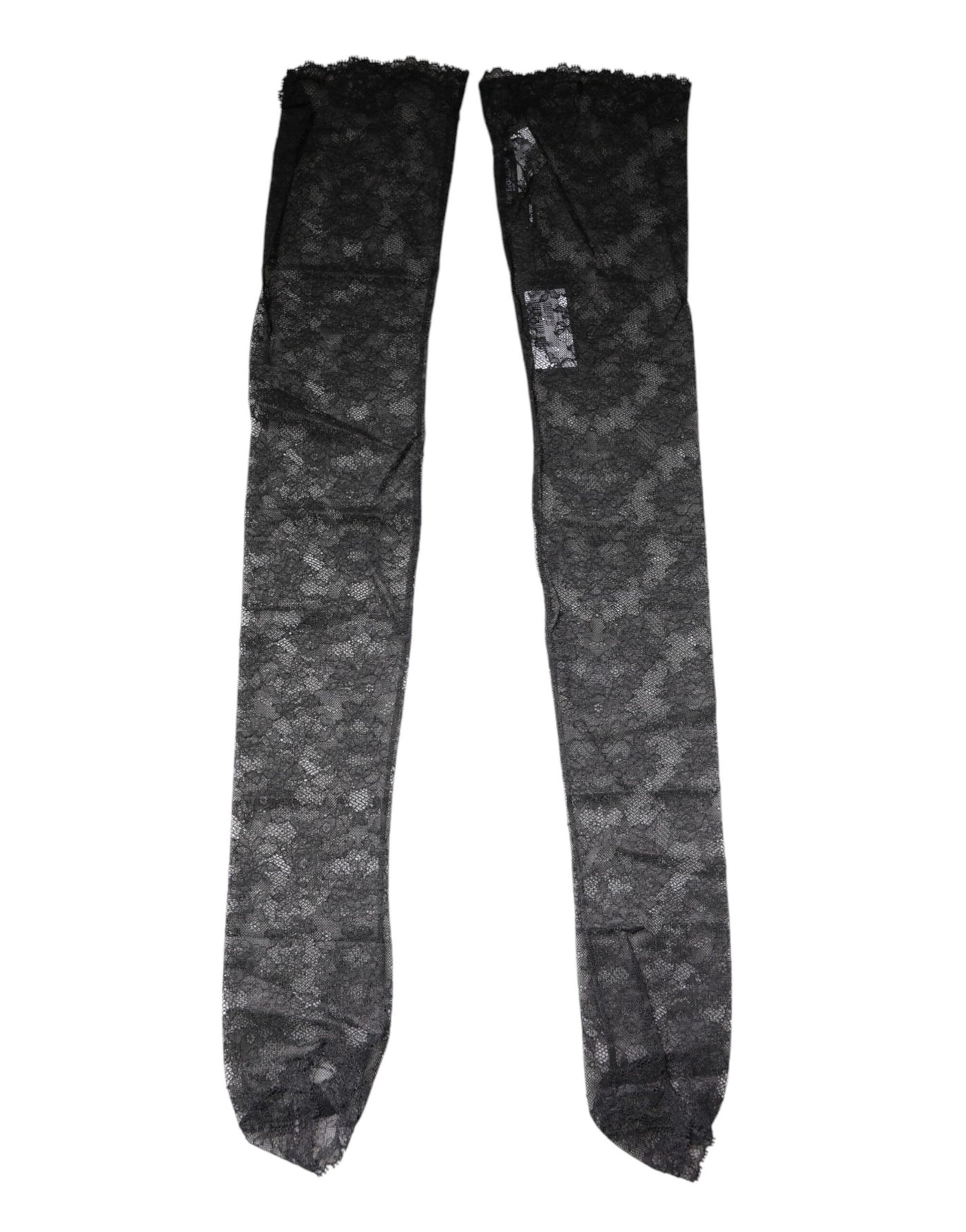 Dolce & Gabbana Black Floral Lace Cotton Stretch Stockings Socks