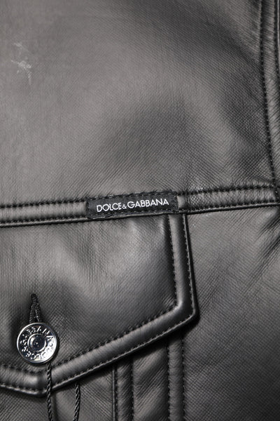 Dolce & Gabbana Black Polyester Button Down Biker Jacket