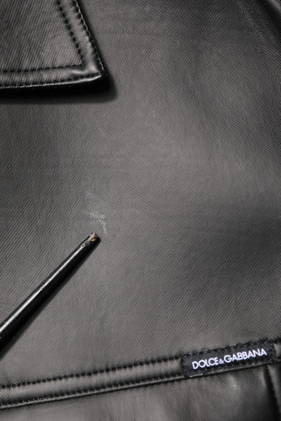 Dolce & Gabbana Black Polyester Button Down Biker Jacket