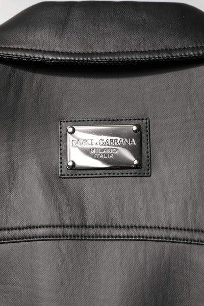 Dolce & Gabbana Black Polyester Button Down Biker Jacket