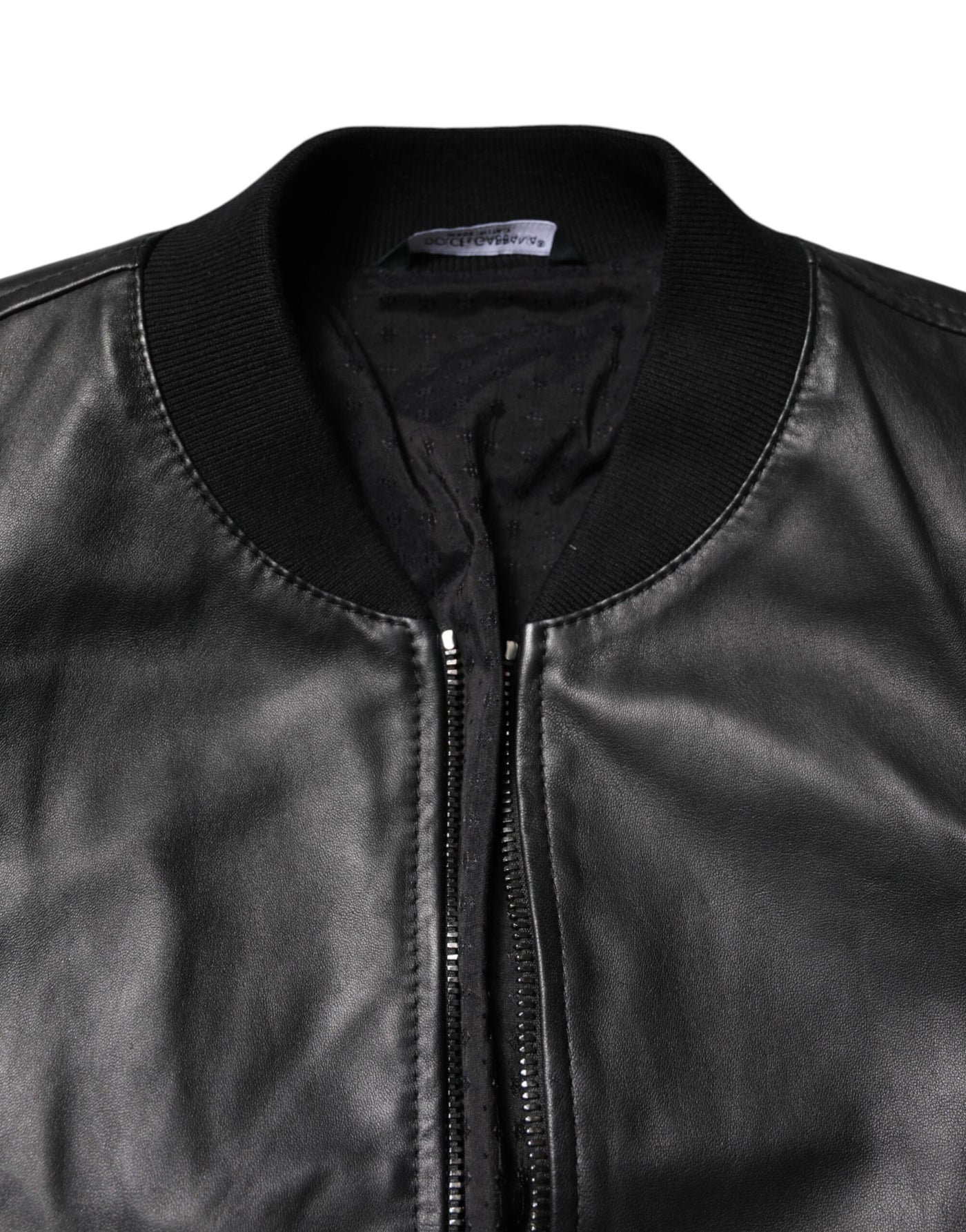 Dolce & Gabbana Black Lambskin Leather Full Zip Biker Jacket
