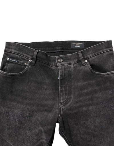 Dolce & Gabbana Gray Washed Cotton Skinny Denim Jeans