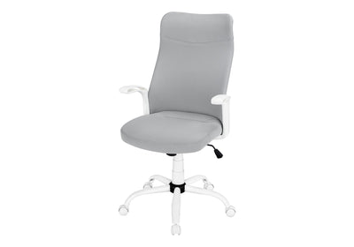 Office Chair, Adjustable Height, Swivel, Ergonomic, Armrests, Computer Desk, Work, Grey Mesh, White Metal, Contemporary, Modern