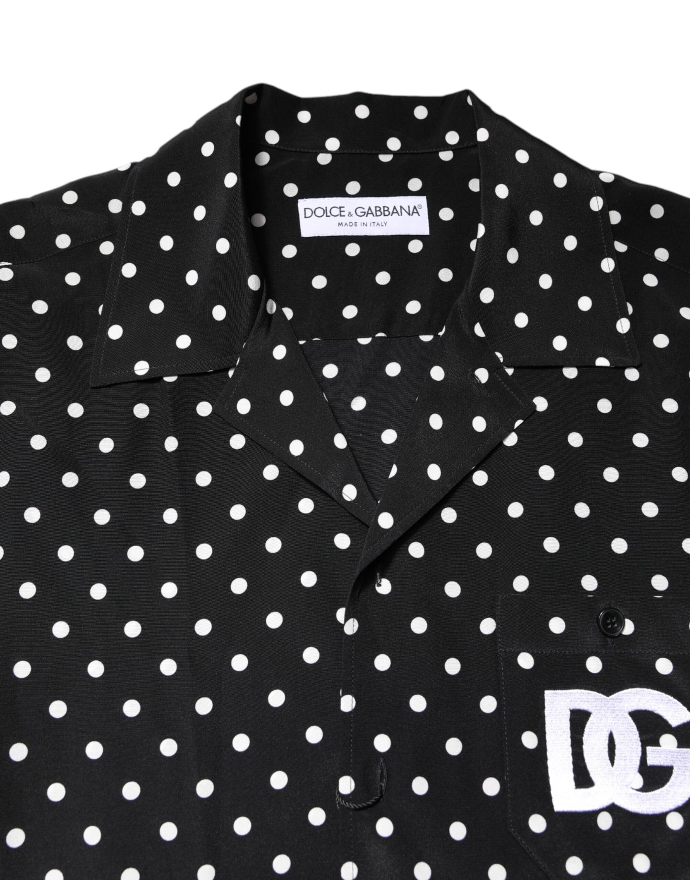 Dolce & Gabbana Black Polka Dot Short Sleeves Casual Shirt