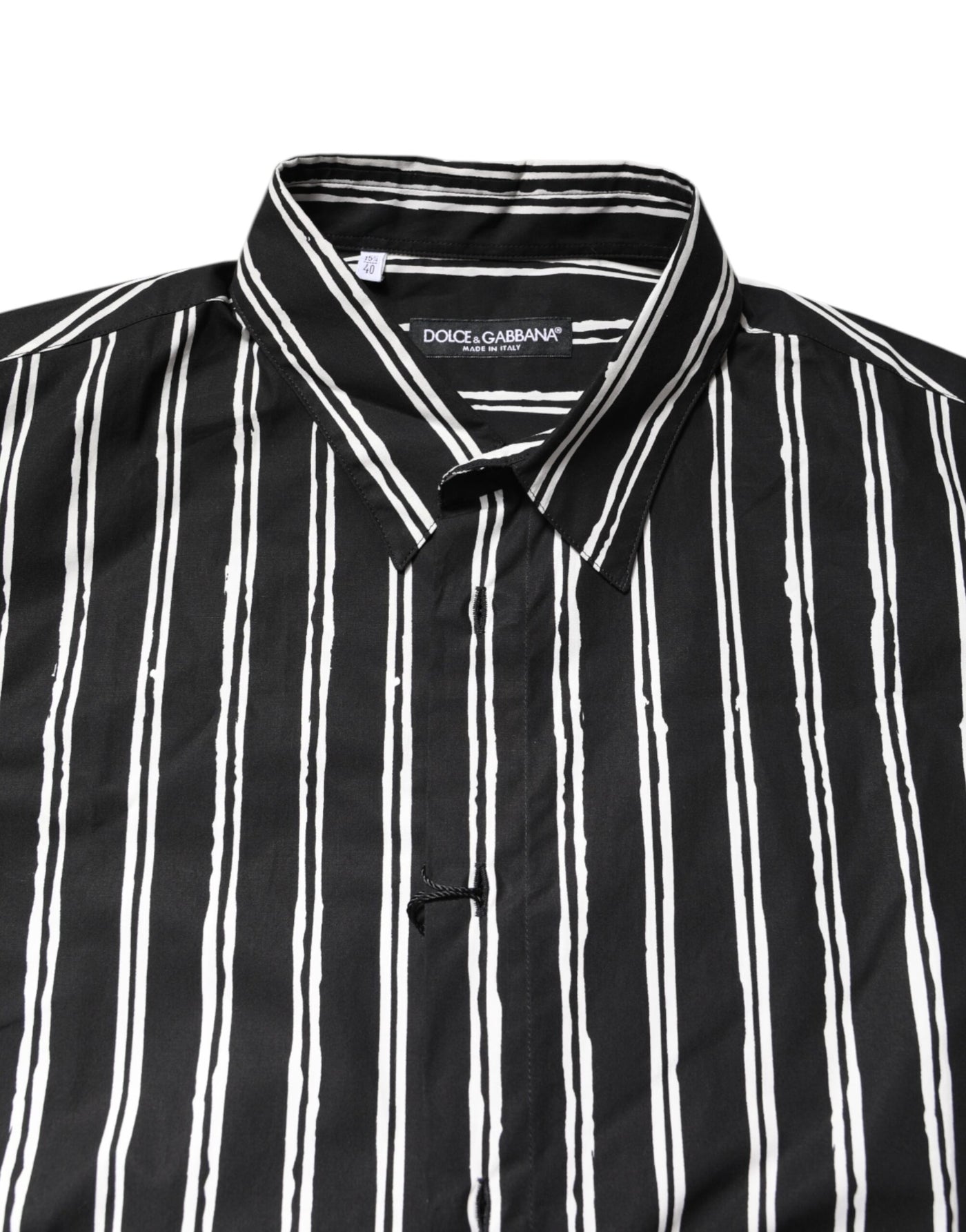Dolce & Gabbana Black White Striped Cotton Dress Shirt