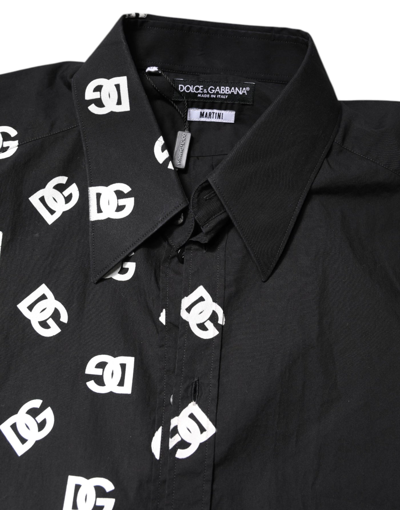 Dolce & Gabbana Black DG Logo Cotton MARTINI Dress Shirt