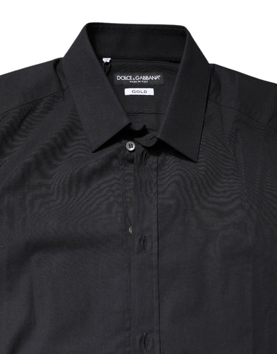 Dolce & Gabbana Black GOLD Cotton Long Sleeves Dress Shirt