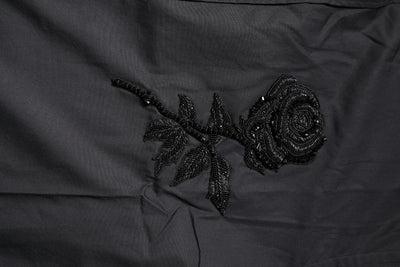 Dolce & Gabbana Black Floral Gold Cotton Dress Formal Shirt