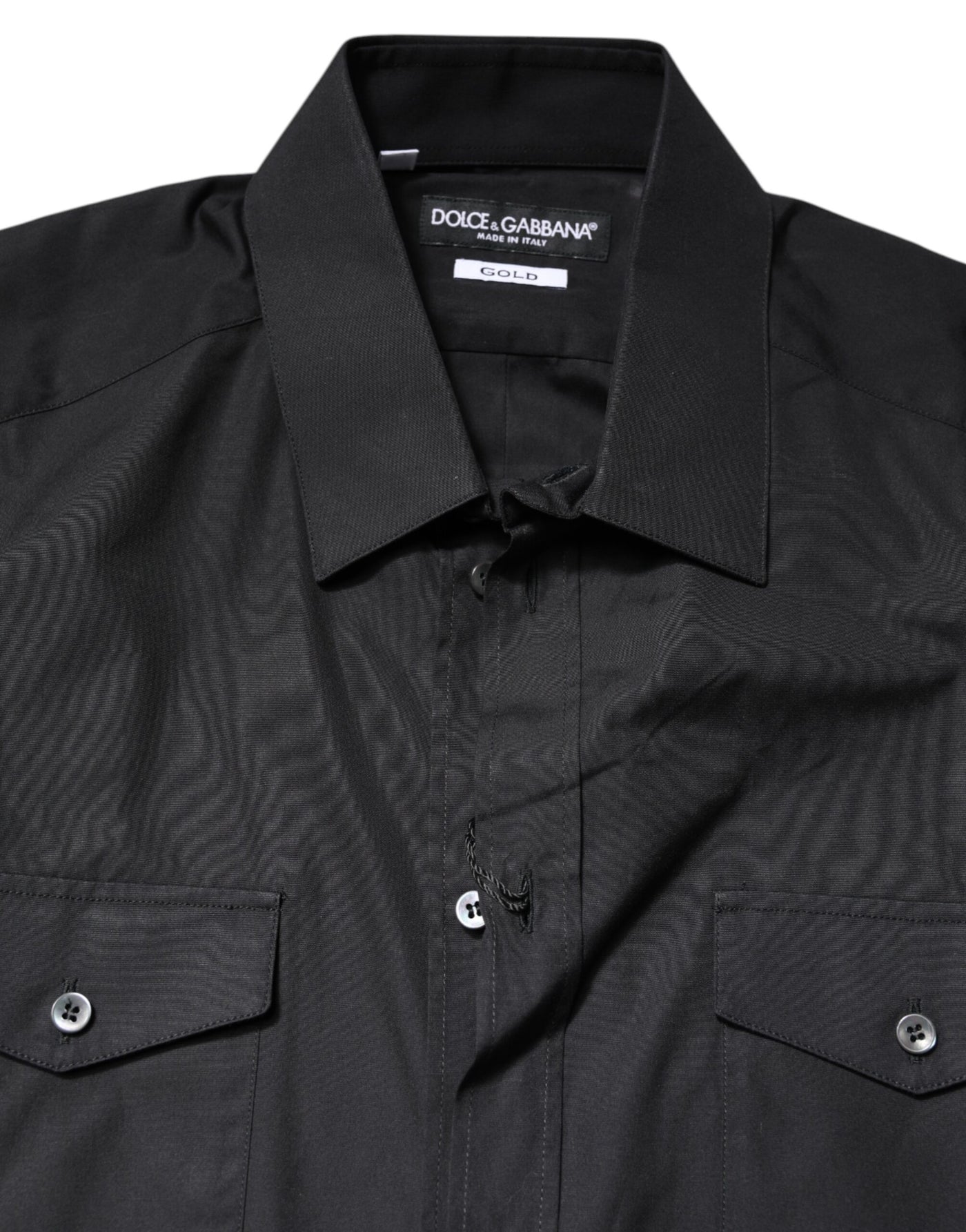 Dolce & Gabbana Black Short Sleeves Cotton GOLD Casual Shirt