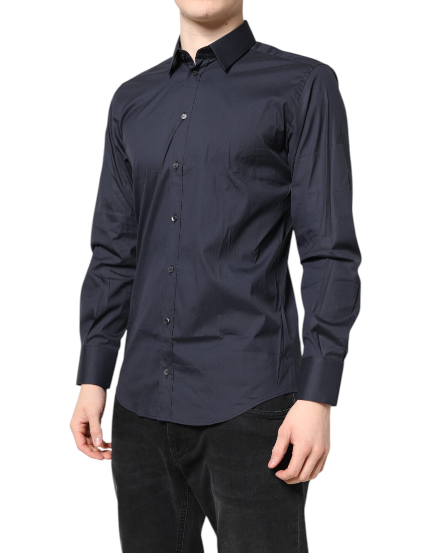 Dolce & Gabbana Dark Blue MARTINI Cotton Dress Formal Shirt