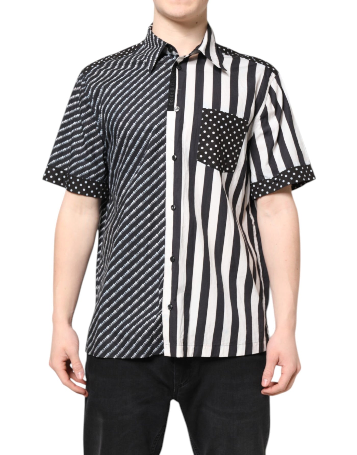 Dolce & Gabbana Black White Stripe Button Down Casual Shirt