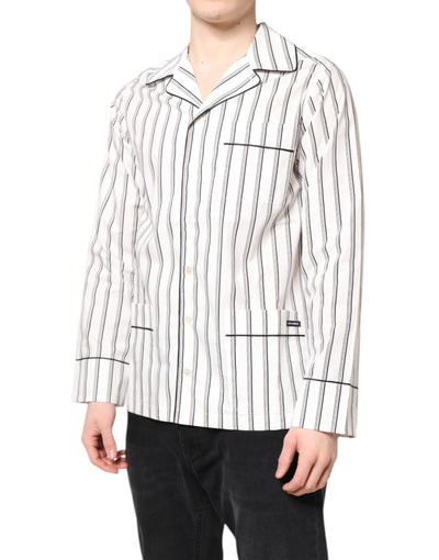Dolce & Gabbana White Stripes Lounge Pajama Sleepwear Shirt