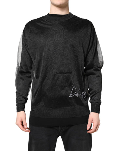 Dolce & Gabbana Black Logo Knitted Crewneck Pullover Sweater