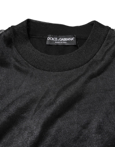 Dolce & Gabbana Black Logo Knitted Crewneck Pullover Sweater