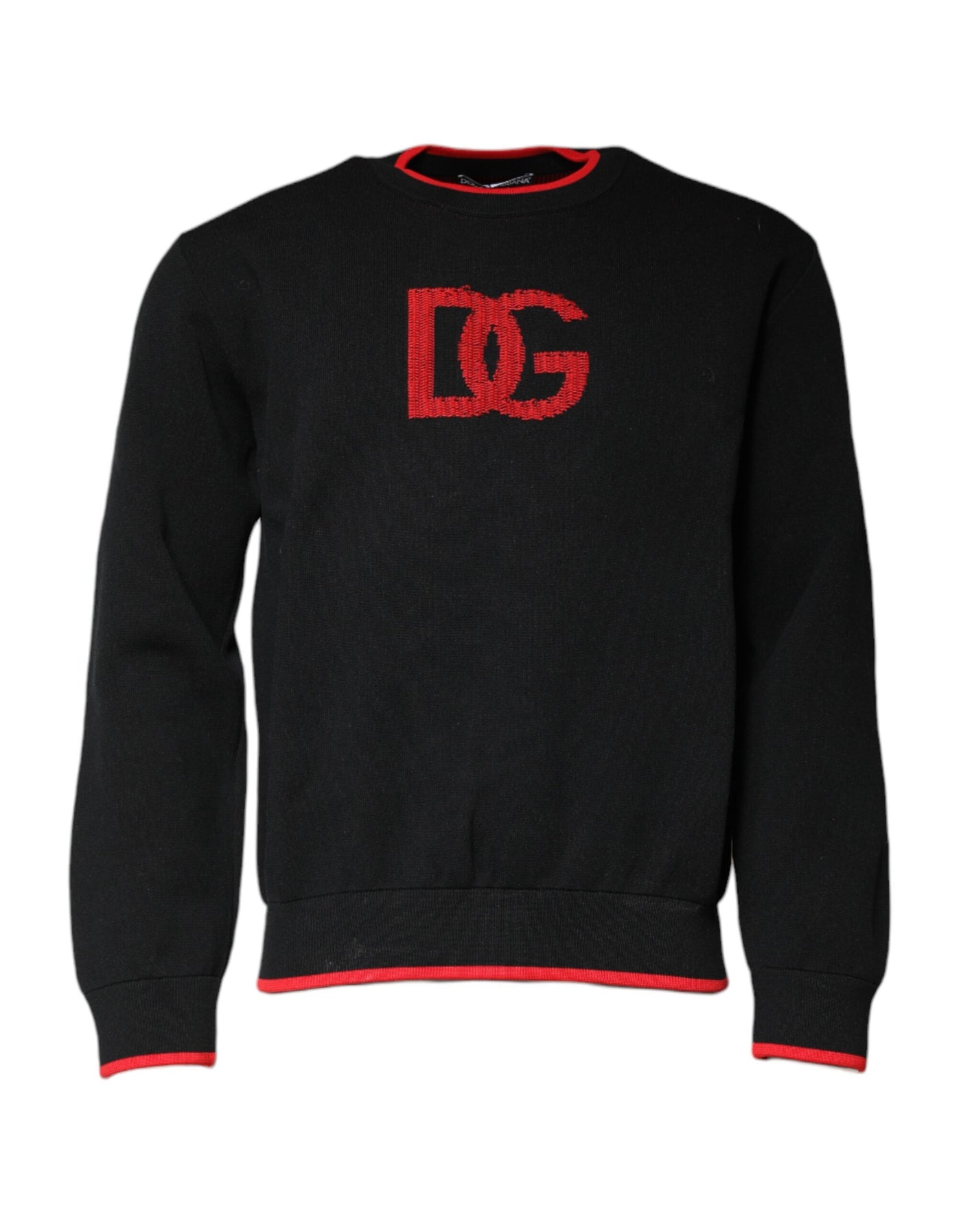Dolce & Gabbana Black Nylon DGLogo Knit Men Pullover Sweater