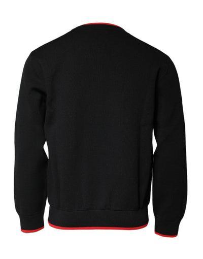 Dolce & Gabbana Black Nylon DGLogo Knit Men Pullover Sweater