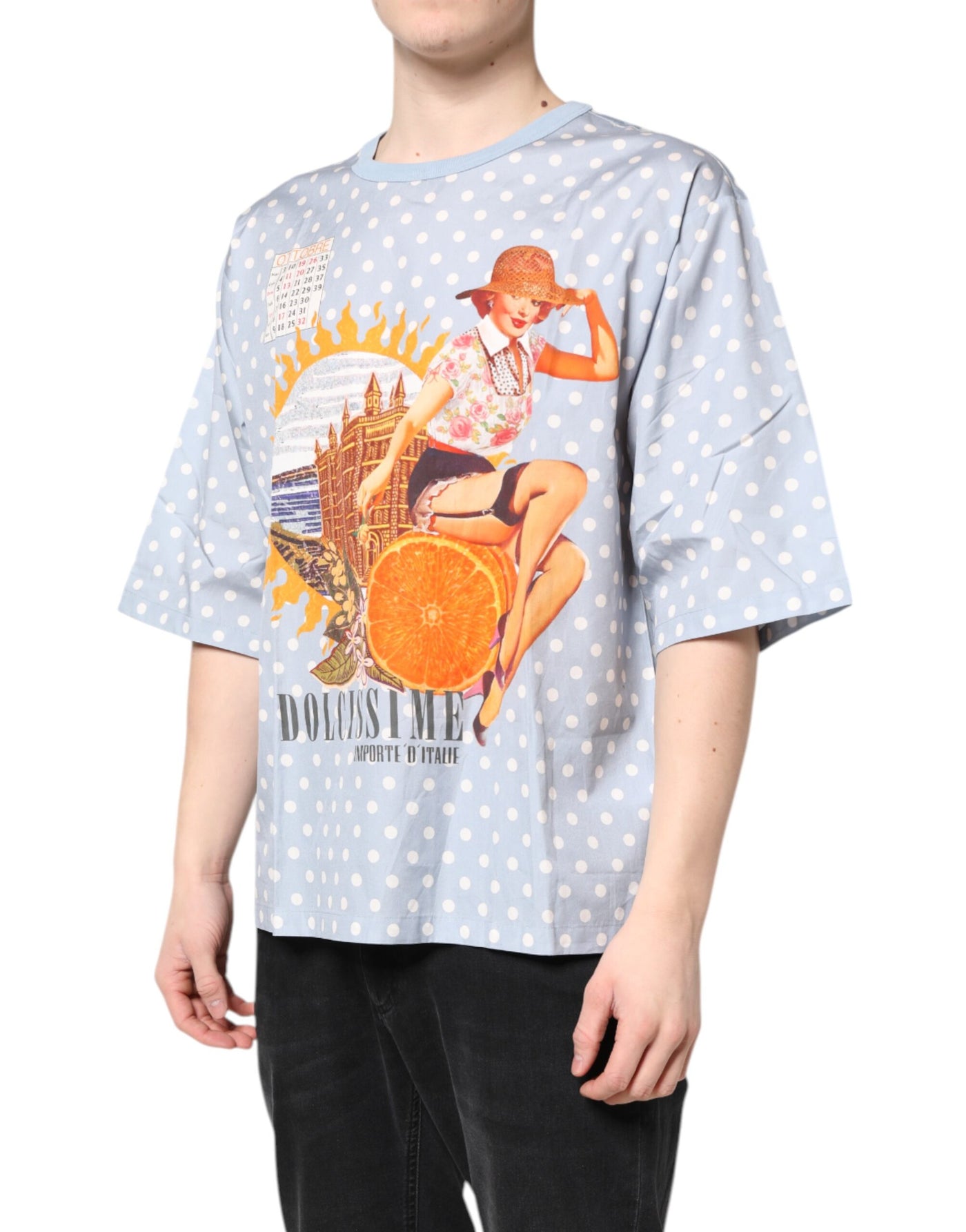 Dolce & Gabbana Light Blue Graphic Print Short Sleeve T-shirt