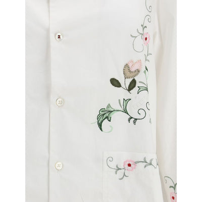 Baziszt White Cotton Pattern Shirt