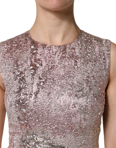 Dolce & Gabbana Pink Jacquard Sleeveless Sheath Mini Dress