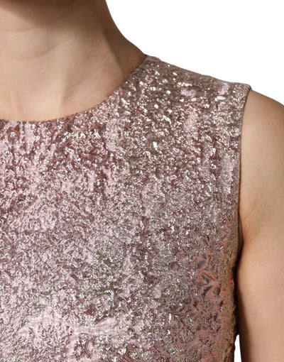 Dolce & Gabbana Pink Jacquard Sleeveless Sheath Mini Dress