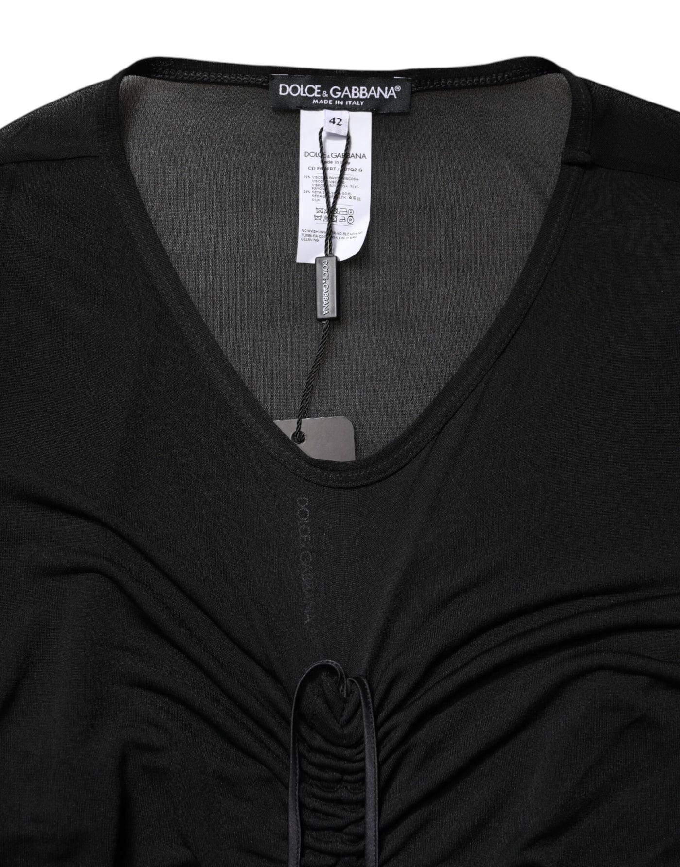 Dolce & Gabbana Black Mesh Trim Bodycon Long Sheath Dress