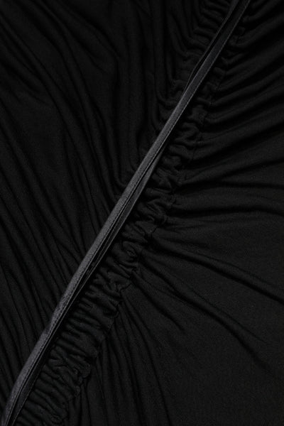 Dolce & Gabbana Black Mesh Trim Bodycon Long Sheath Dress