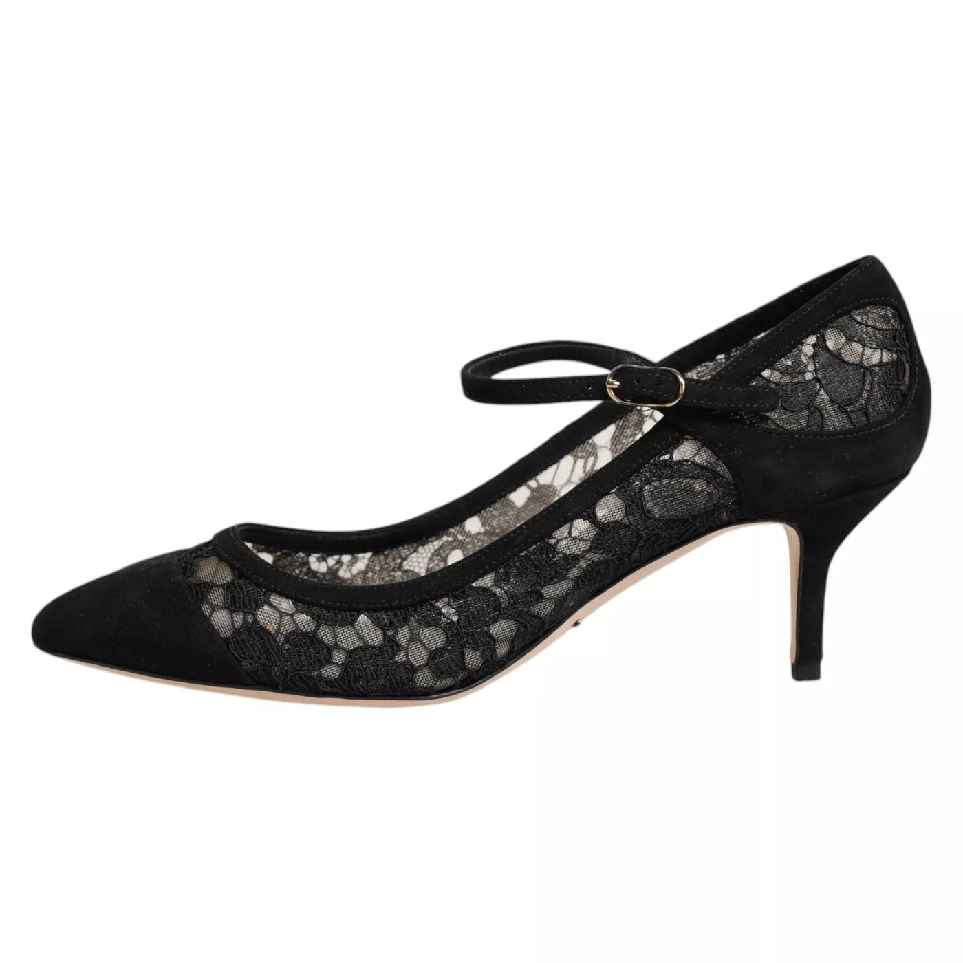 Dolce & Gabbana Black Mary Jane Taormina Lace Pumps Shoes