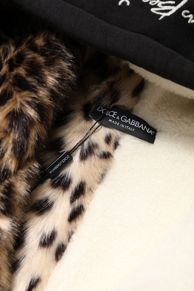 Dolce & Gabbana Black Embroidered Full Zip Hooded Jacket