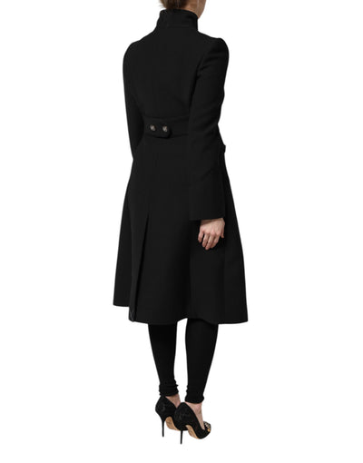 Dolce & Gabbana Black Wool Single Breasted Trench Coat Jacket