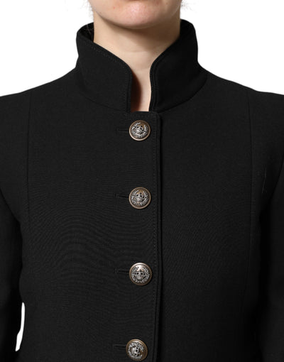 Dolce & Gabbana Black Wool Single Breasted Trench Coat Jacket