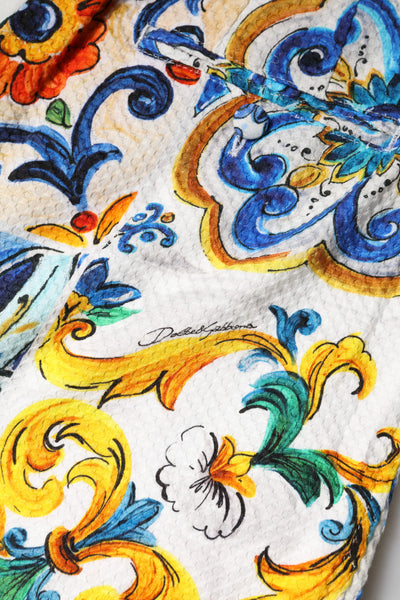 Dolce & Gabbana Multicolor Majolica Print High Waist Shorts