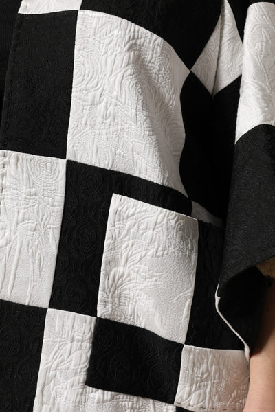 Dolce & Gabbana White Black Patchwork Jacquard Blazer Jacket