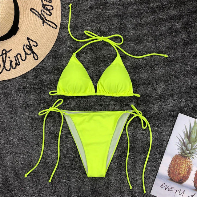 Bathing Suit Monokini String V-neck Bikini Push Up Summer Color