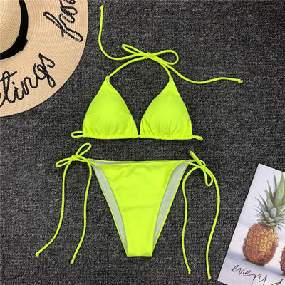 Bathing Suit Monokini String V-neck Bikini Push Up Summer Color