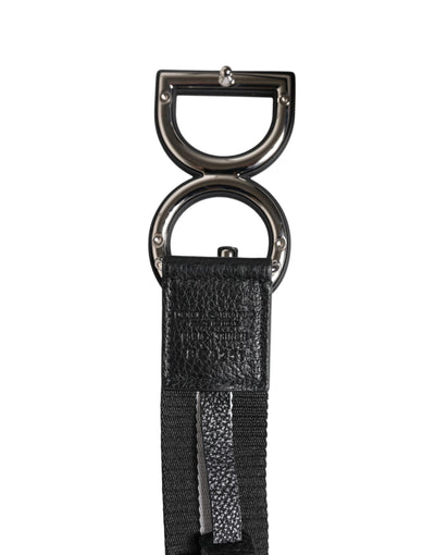 Dolce & Gabbana Black Polyester Logo Print DG Buckle Belt