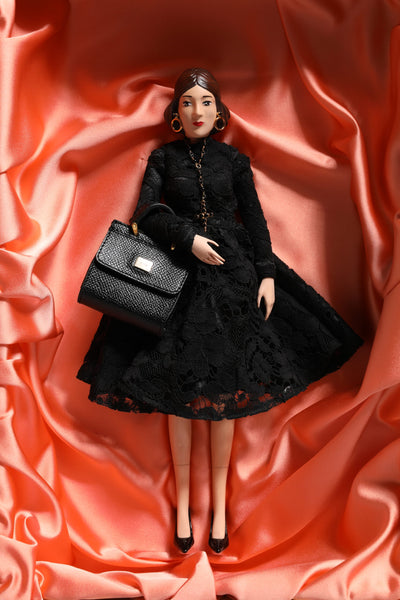 Dolce & Gabbana Black Dress Ceramic Porcelain Fashion Leather Sicily Dolls