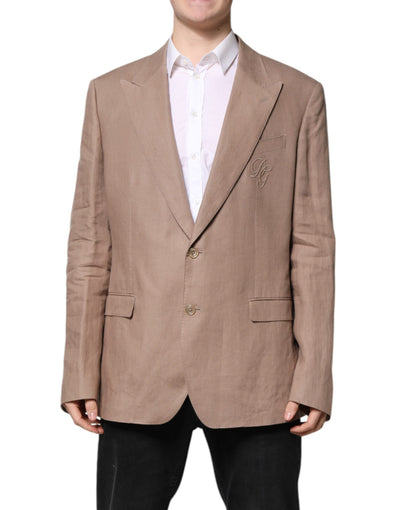 Dolce & Gabbana Beige TAORMINA Single Breasted Coat Blazer