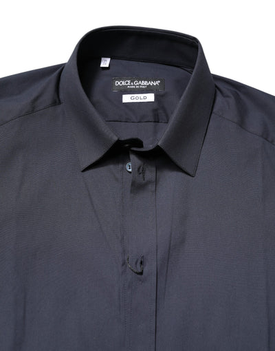 Dolce & Gabbana Dark Blue GOLD Cotton Dress Formal Shirt