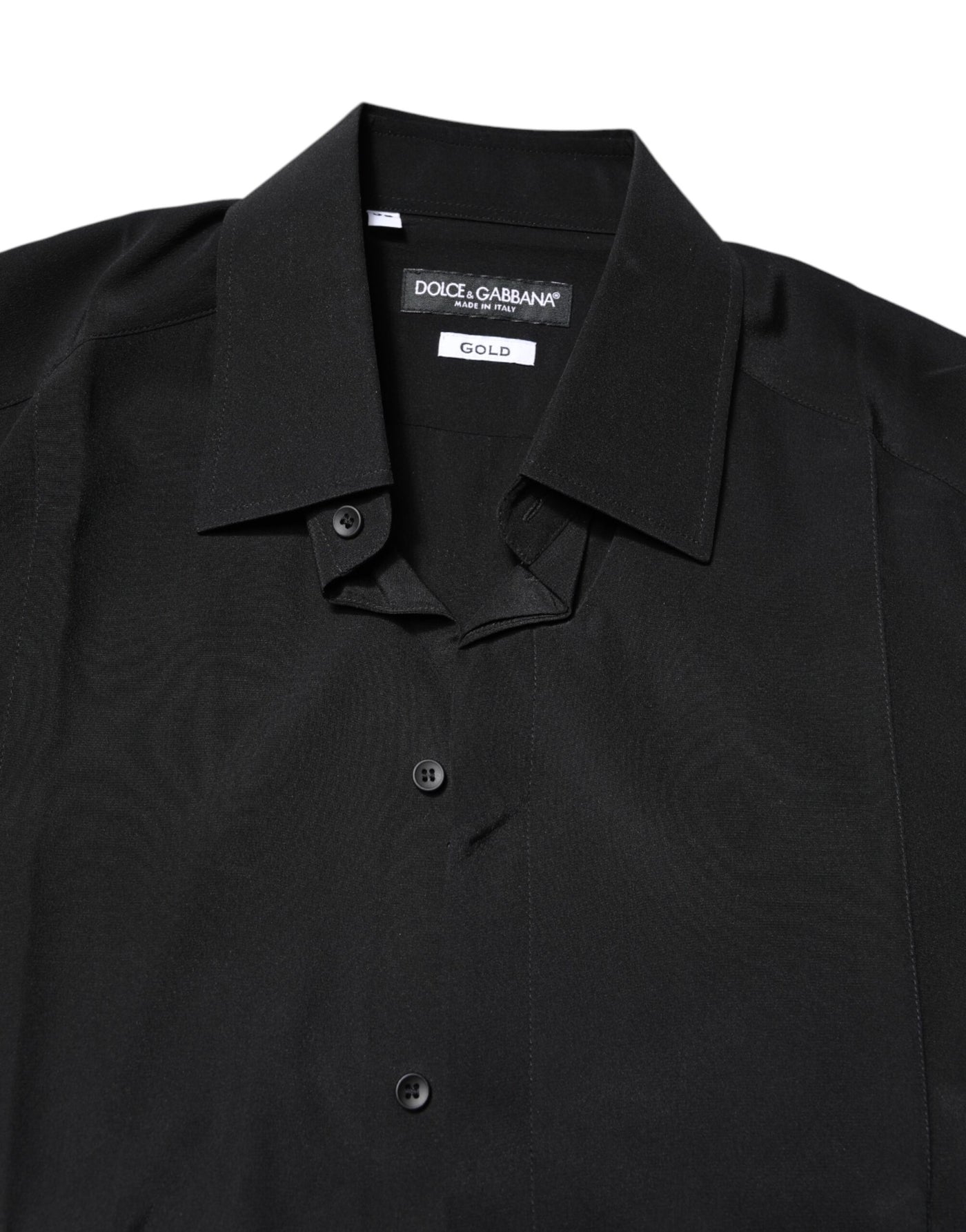 Dolce & Gabbana Black Silk GOLD Long Sleeves Dress Shirt