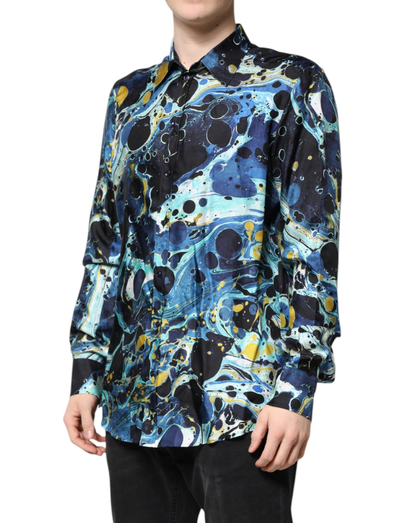 Dolce & Gabbana Multicolor Marble Print MARTINI Dress Shirt