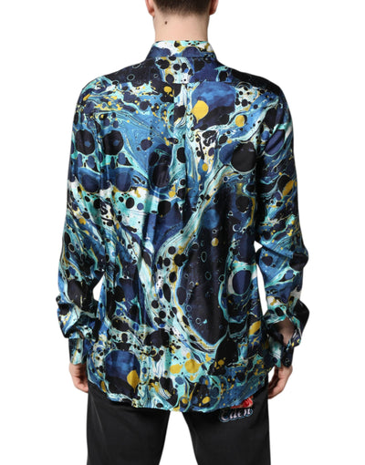 Dolce & Gabbana Multicolor Marble Print MARTINI Dress Shirt