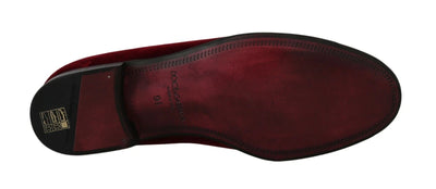 Dolce & Gabbana Bordeaux Velvet Loafers Gun Horseshoe Shoes