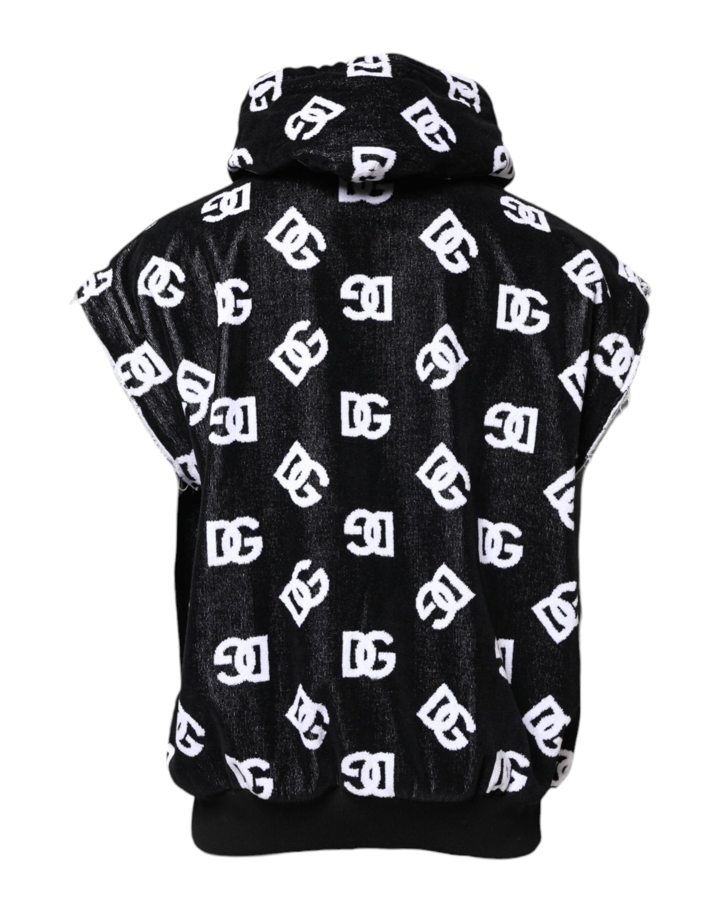 Dolce & Gabbana Black DG Cotton Hooded Sleeveless Sweater