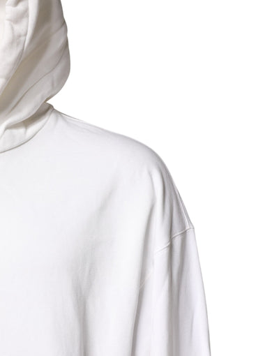 Dolce & Gabbana White Embossed Logo Hooded Sweatshirt Sweater