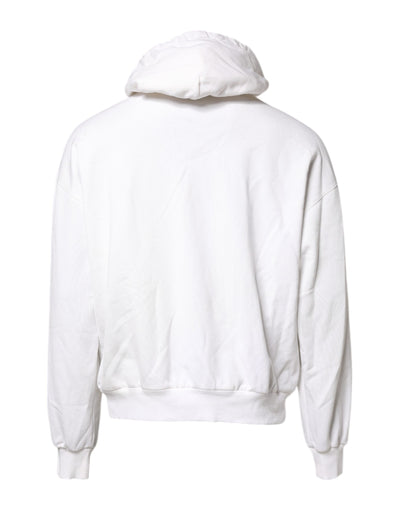 Dolce & Gabbana White Embossed Logo Hooded Sweatshirt Sweater