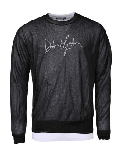 Dolce & Gabbana Black White Logo Knitted Pullover Sweater