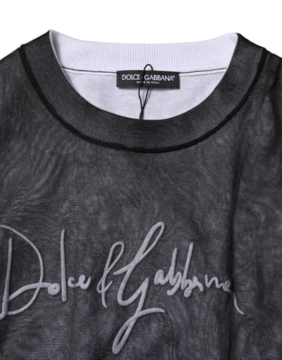 Dolce & Gabbana Black White Logo Knitted Pullover Sweater