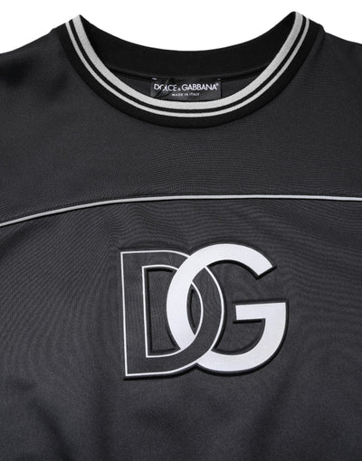 Dolce & Gabbana Black Logo Polyester Crew Neck Men Pullover Sweater